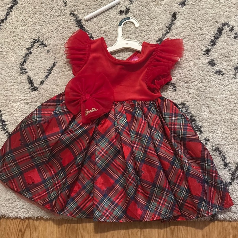 Barbie Red Plaid Formal Kids Dress